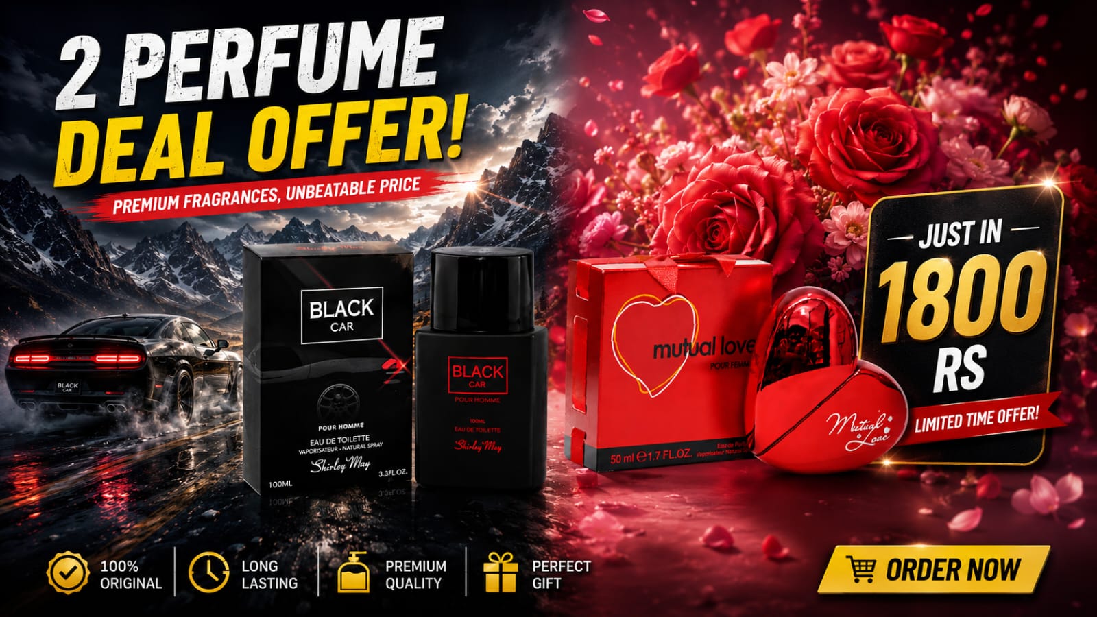 💕 Super Saver Deal – Black Car & Mutual Love Perfume Combo 💕